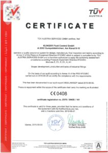Certificat PED (DESP) Validité 27 06 2018